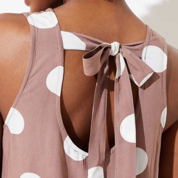 Loft polka dot swing dress in desert taupe. Worn 2x - Picture 2 of 7